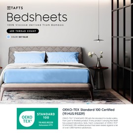 Queen Sheets Set by Tafts, Pure 100% Viscose derived from Bamboo Bed Sheets Set, Luxuriously Soft, Silky, Cooling Sheets, Double Stitched, Lifetime Quality Promise (Sky Blue)