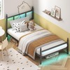 Fixwal Twin Bed Frame with Charging Station, Metal Bed Frame