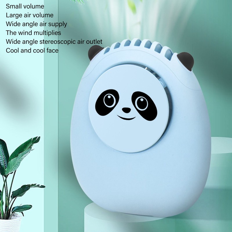 Portable Neck Fan Cute Bear 3 Speeds USB Rechargeable Quiet