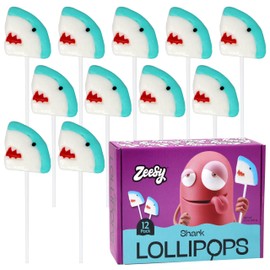 Shark Lollipops Individually Wrapped - 12 Shark Candy Suckers for Shark Party Favors, Under The Sea Party Favors, Shark Birthday, Ocean Party Favors, Fish Party Favors