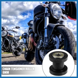 A ABSOPRO 2 Pcs 8mm Chain Pulley Chain Adjust Tensioner for Motorcycle Black Item Replacement