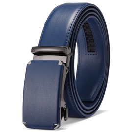 GAEKEAO Ratchet Belts for Men Dress Casual 1 3/12" Adjustable Genuine Leather Buckle Slide Designer Belt with Box Trim to Fit