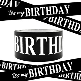 XWADJCD Birthday Flagging Tape, It's My Birthday Tape Black Color Flagging Tape Indoor Outdoor Garden Birthday DIY Decorative Accessory, 2 inch