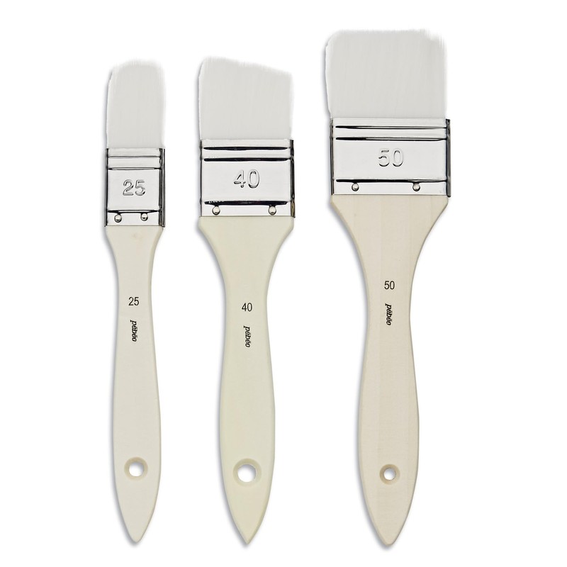 Pebeo Gesso Varnish Brush, White Synthetic Fiber, Pack of 3