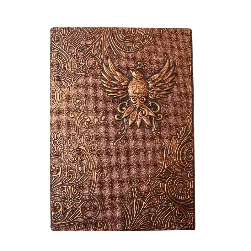 200 Pages A5 Vintage Leather Notebook, 3D Embossed Phoenix Notebook