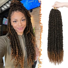 BARSDAR Dreadlocks Crochet Hair Extensions, 56 cm 8 Packs Crochet Braids Extensions Curly Passion Twist Braiding Hair Synthetic Hairpiece Hair Extensions Reggae Hip-Hop Hippie Style