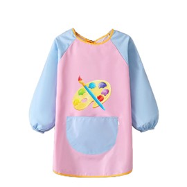 miaotti Children's Children's Smock Painting Apron Waterproof Long Sleeve Kindergarten Nursery Boys Girls Drawing 100cm, Pink
