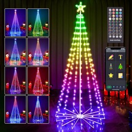 Lighted Christmas Cone Tree 6FT with Star Topper Smart APP & Remote Control Waterproof Outdoor Christmas Decorations for Home Patio Garden Yard