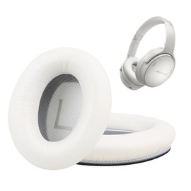 Earpads for Bose QuietComfort 45 QC45 QC35 ii QC35 Lambskin Leather Ear Cushions Professional Headphones Replacement Ear Pads with Noise Cancelling Memory Foam White