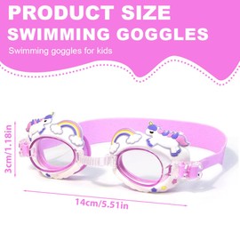 EIROVYA schwimmbrillen für Kinder schwimmmaske Kinder UV-Schutz Anti-Fog Beschichtung für Kids Mädchen Jungen, Einhorn, 1 Stück