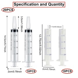 HUAZIZ 20 ml Syringe, Pack of 20 Plastic Syringes Without Needles with Sealing Cap, Dosing Syringe for Scientific Laboratories, Liquid Measurement and Dispensing, Plant Watering, Animal Feeding