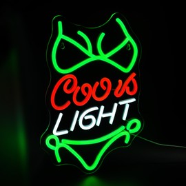 HSJNJKFU Crs Light Neon Signs for Wall Decor Beer Bar Signs for Man Cave Decor Green LED Neon Sign for Room Neon Light Sign for Wall Decor Birthday Party USB Powered