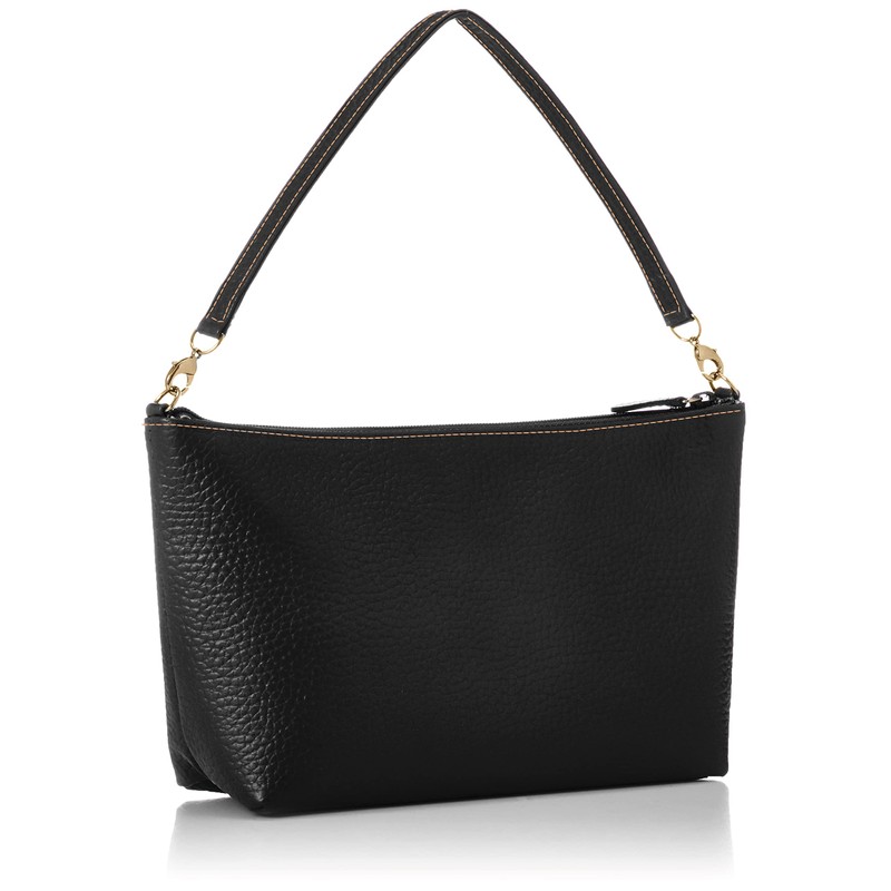 Kitamura RH0565 Shrink Leather 2-Way Pouch, Black/Camel Tech [Black] 15611