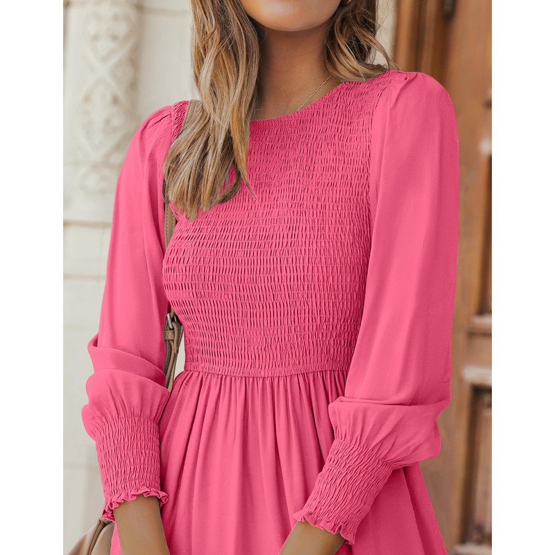 ZESICA Women's 2024 Casual Long Sleeve Crew Neck High Waist