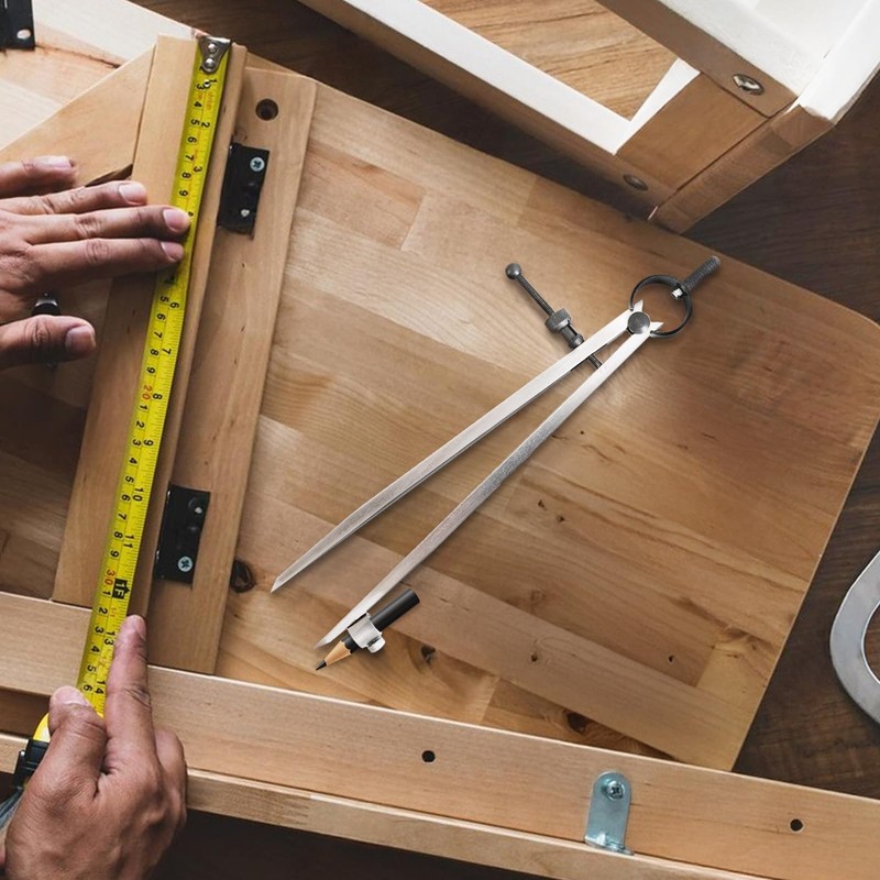 8 inch Professional Woodworking Compass Scribe, Spring Wing Drafting Divider