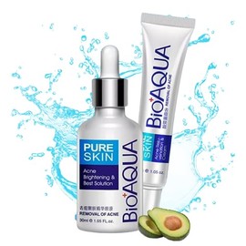 Duo Crema y Serum Pure Skin Tratamiento Elimina Acné Puntos Negros Manchas Cicatrices Barros cuidado Facial Skin Care Alta Calidad Rutina Diaria
