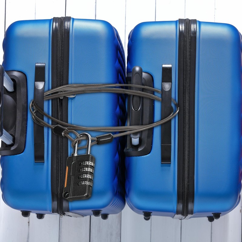 YOKIVE 1 Set 3 Digit Combination Padlock with Security Cables,