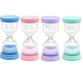 ysister Sanduhr 4 Stück Sanduhr Timer Sanduhren Set Zeitmesser Buntes Sanduhren Set 3/5/15/30 Minuten Timer können in Küchen, Klassenzimmern, Zuhause, Büros Zeitmanagement Eine Stunde Lange Zeit