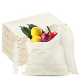 Pangda 100 Pieces Drawstring Cotton Bags Muslin Bags for Storage, Teas, Spices, Soaps, Candy, Jewellery, Wedding Party Favors and DIY Craft Home Decor (10 x 12 Inches)