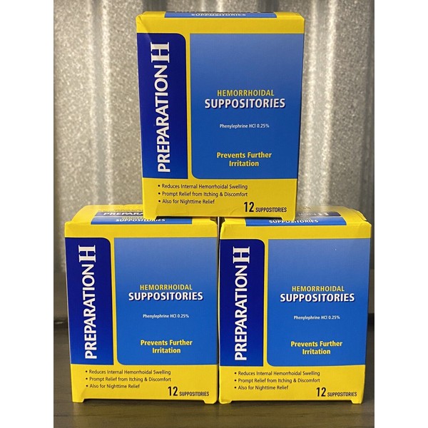 Preparation H Pack of 3 Preparation H Hemorrhoid Suppositories 12
