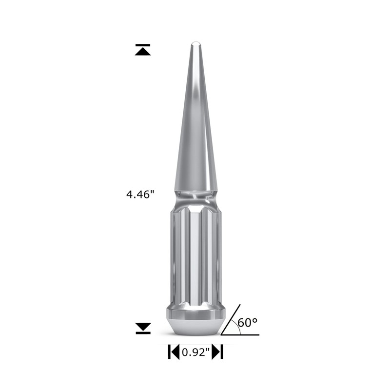 White Knight 3810XL-25AM Chrome 9/16"-18 1-Pc Spline Spike Lug Nut