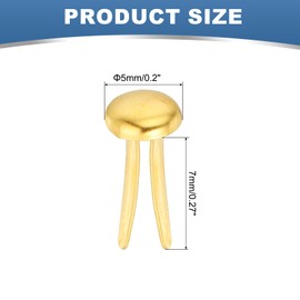 PATIKIL 1000 PCS Paper Brass Fasteners Split Pins Pastel Mini Metal Brads Round Head Plated Fastener for Craft Art Scrapbooking DIY Supplies, Gold Tone, 5 x 9 mm