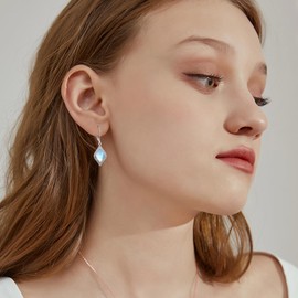 Moonstone Earrings for Women 925 Sterling Silver Irish Celtic Knot Earrings Leverback Jewellery Gifts, Sterling Silver, Moonstone