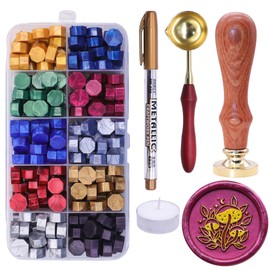 SWANGSA Mushroom Seal Stamp Kit With 200pcs Wax Beads, Great for Embellishment of Invitations, Wine Packages, Gift Idea