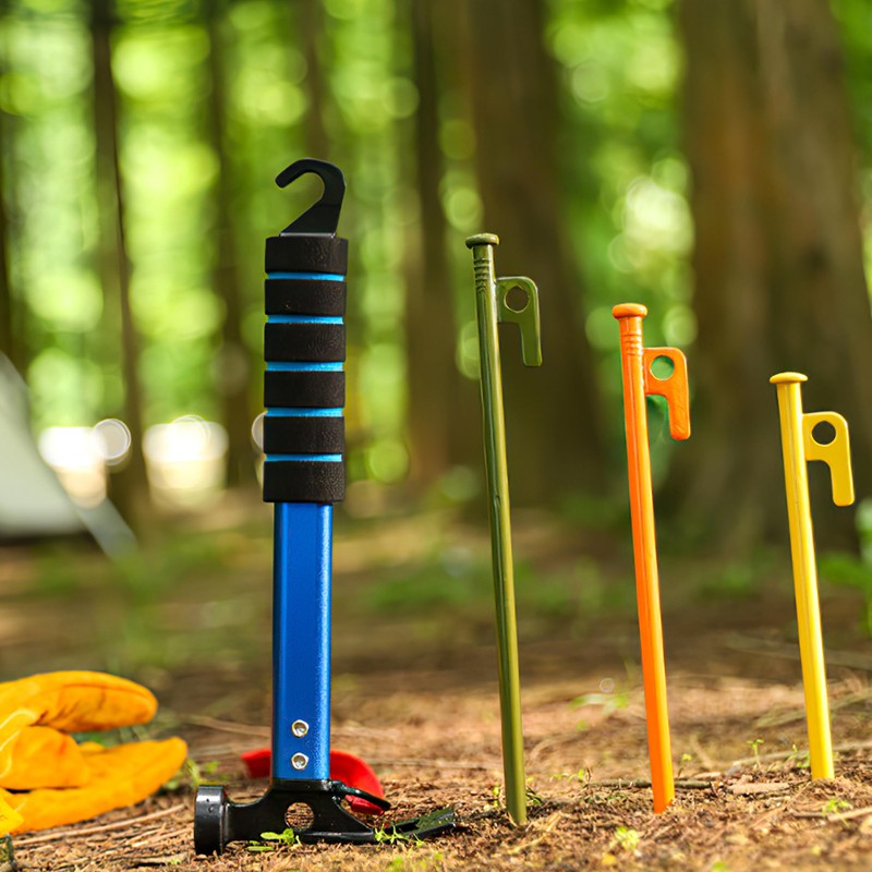 AYMQC Tent Hammer Lightweight Aluminium Camping Hammer with Hook Multifunctional