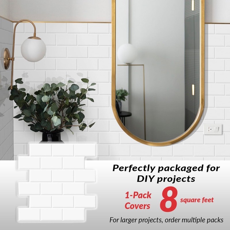 DÉCOR WOW Peel & Stick Backsplash for Kitchen & Bathroom,