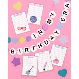 xo, Fetti Birthday Era Classroom Calendar, 18 Pieces | Student Bulletin Board Chart, School HBD Sign, Friendship Bracelet Banner, Bday Month Poster