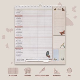 Grupo Erik Wall Calendar 2023, Butterflies by Charles Dessalines Calendar with Shopping List and Notes, A Monthly Calendar for Better Time Management