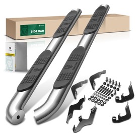 YHTAUTO 4 Inch Running Boards Side Steps Compatible with Ford Bronco 2021-2024, 4-Door SUV, Oval Bent Ends Stainless Steel Polished Chrome, Cab Side Step Rails Off-Road Exterior Accessories, Set of 2