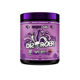Faction Labs Disorder Original Pre Workout Powder, Purple Reign, Sugar Free Caffeinated Gym Supplement, 50 Serves, 450g