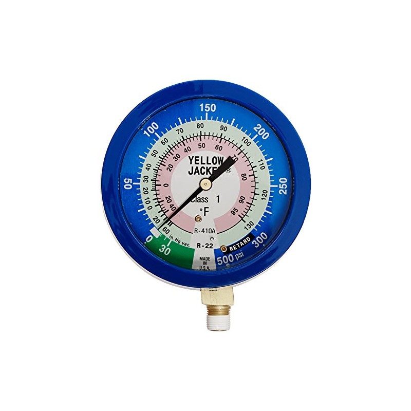 Yellow Jacket 49516 3-1/2" L/F (Degrees F) Blue Compound Gauge,