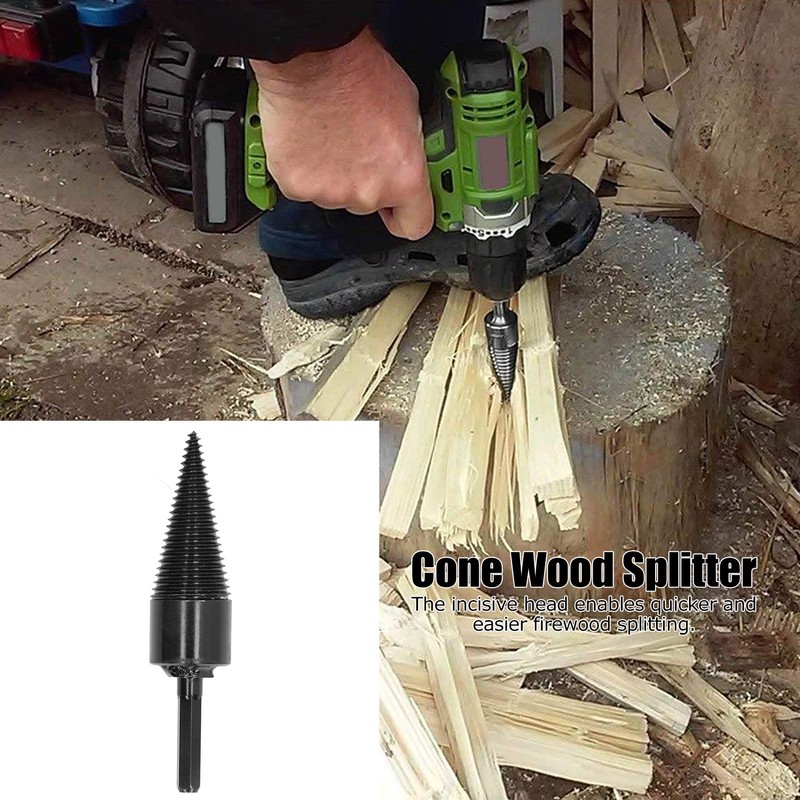 Firewood Drill Bit Wood Log Splitter Carbon Steel Cone Hex