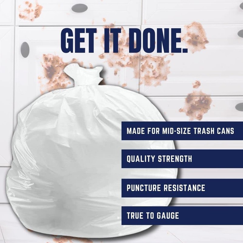 Plasticplace 32-33 Gallon Trash Bags │ 0.7 Mil │ White