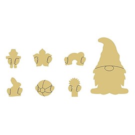 3D Gnome Design by Lines Interchangeable Cutout Unfinished Wood Seasonal Décor Coloring Book Door Hanger Everyday MDF Shape Canvas Style 4 Art 1 (18")