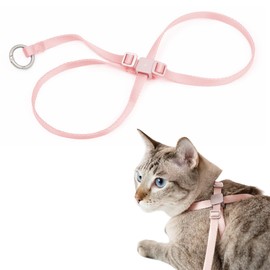 BuddyArmor Cat Harness Escape-Proof Anti-Choking Adjustable Nylon Harness Lightweight with Anodized Aluminum Buckle, Ideal for Cats Outdoor Walking and Training, IDA Award (Blush Pink, S (27.5 inch))