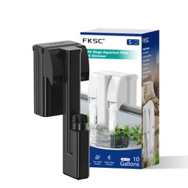 FKSC Hang On Back Aquarium Filter Up 10 Gallons Fish Tanks, 2-Stage Multi-Stage Filtration with Surface Skimmer, Ultra Quiet HOB Power Waterfall Filter for Freshwater