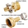 2 Set Brass Garden Hose Repair Connector Kit with Clamps,