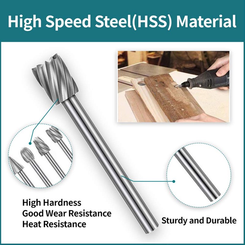 YURINWOO 20PCS HSS Rotary Burr Set, Carving Bits & Engraving
