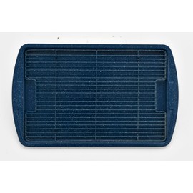 Cookie Sheet with Wire Rack Set, 2-Piece Nonstick Blue Marble Carbon Steel Pan & Cooling Rack, Space-Saving Stackable Set, PFOA, PFOS, PTFE Free, Oven Safe Up to 450°F, 17.4" Pan & 14.7" Rack