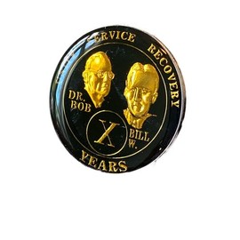 47 Year AA Founders Medallion Black Tri-Plate Sobriety Chip