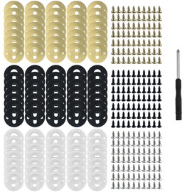 105 Pcs Metal Round Type Keyhole Iron Keyhole Hangers with 1 Screwdriver 210 Screws - Picture Frame Hanging Plate Fasteners for Artworks and Wall Decorations