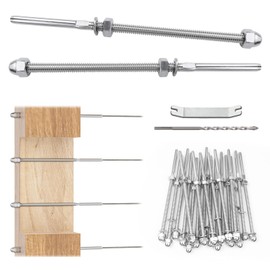 Muzata 20 Pack 1/8" Cable Railing Hardware Kit Hand Swage Threaded Stud Tensioner for 4x4 2x2 Wood Metal Post T316 Stainless Steel Deck Cable Railing System CR39