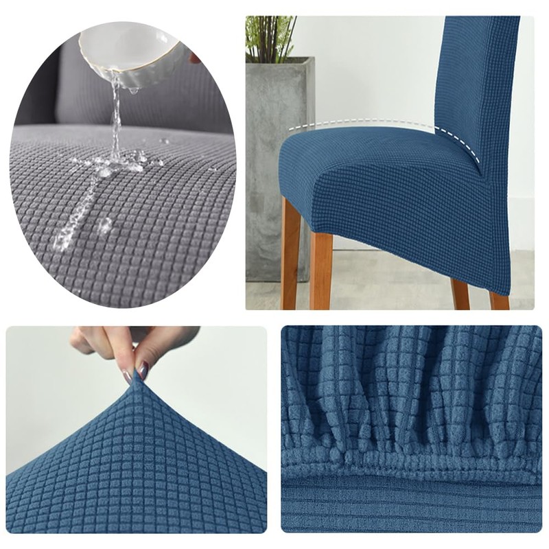 Odot Light Grey Chair Covers, Dining Chair Covers Set of