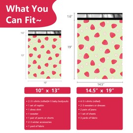 Poly Mailers 10x13 Inch 25 Pcs - Strawberries printed Shipping Bags, 2.4mil Thickness, Waterproof and Tear Resistant Mailing Envelopes, Self-Sealing Packaging Bags for Small Business