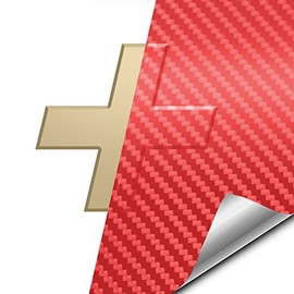 VViViD Auto Emblem Car Wrap Vinyl, Red Carbon Fiber, Compatible with Chevy Bowtie Logo 11.8 Inches x 4 Inches Sheets (x2)