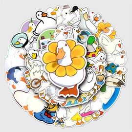 50 Packs Cute Duck Stickers Water Bottles Laptop Phone Motorcycle Computer Guitar Skateboard Hydroflasks Black Duck Vinyl Sticker Waterproof Aesthetic Trendy Decals for Teens Girls Adults